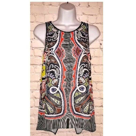 New with Tags Clover Canyon Sleeveless Graphic Print Split Back Top XS ret $140 - Picture 1 of 5
